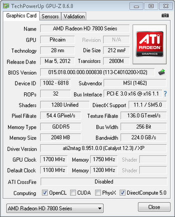 MSI Radeon HD 7870 HAWK